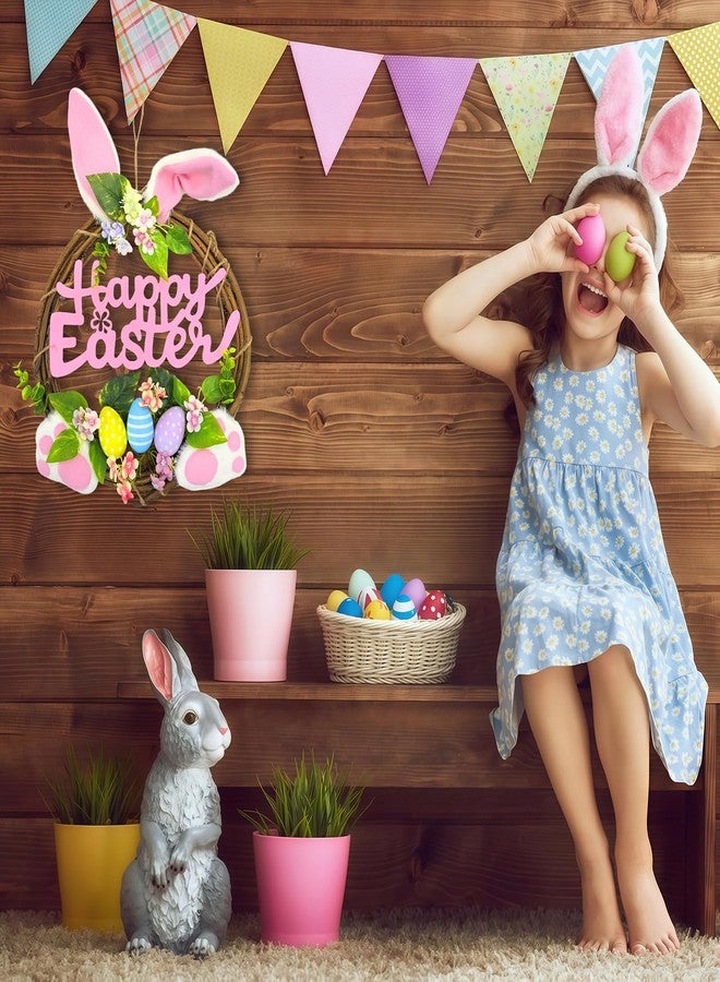 Apear1 13'' Easter Bunny Wreaths for Front Door, Happy Easter Rabbit Wreath Decoration with Pastel Speckled Eggs, Artificial Farmhouse Wall Decor for Holiday Home Indoor (Happy Easter) - Image 5