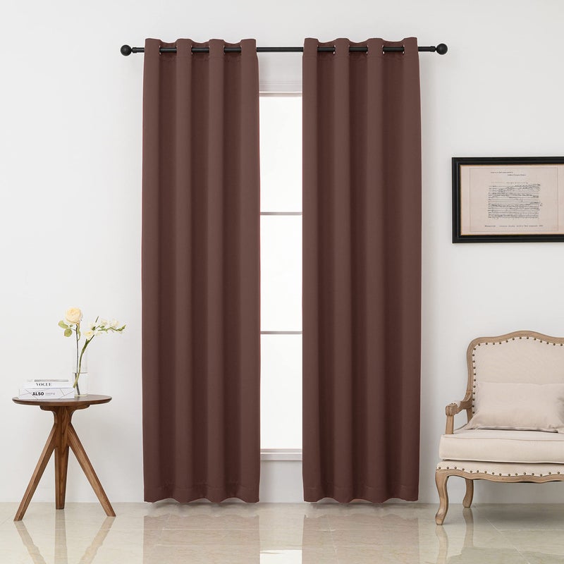 Pickluc Grommet Blackout Curtains 96 Inches Long 2 Panels, Light Blocking Window Drapes for Living Room, Thermal Insulated, Noise Reduction, Cappuccino Brown, 52" Wide x 96" Length - Image 1