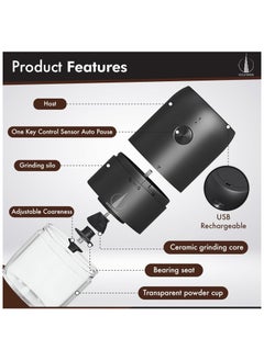 OTTAL Portable Electric Coffee Grinder | Adjustable Ceramic Burr, USB Charging, and Easy Clean Design with cleaning brush | Ideal Coffee beans & spice grinder for Home, Office, and Travel  - Image 2