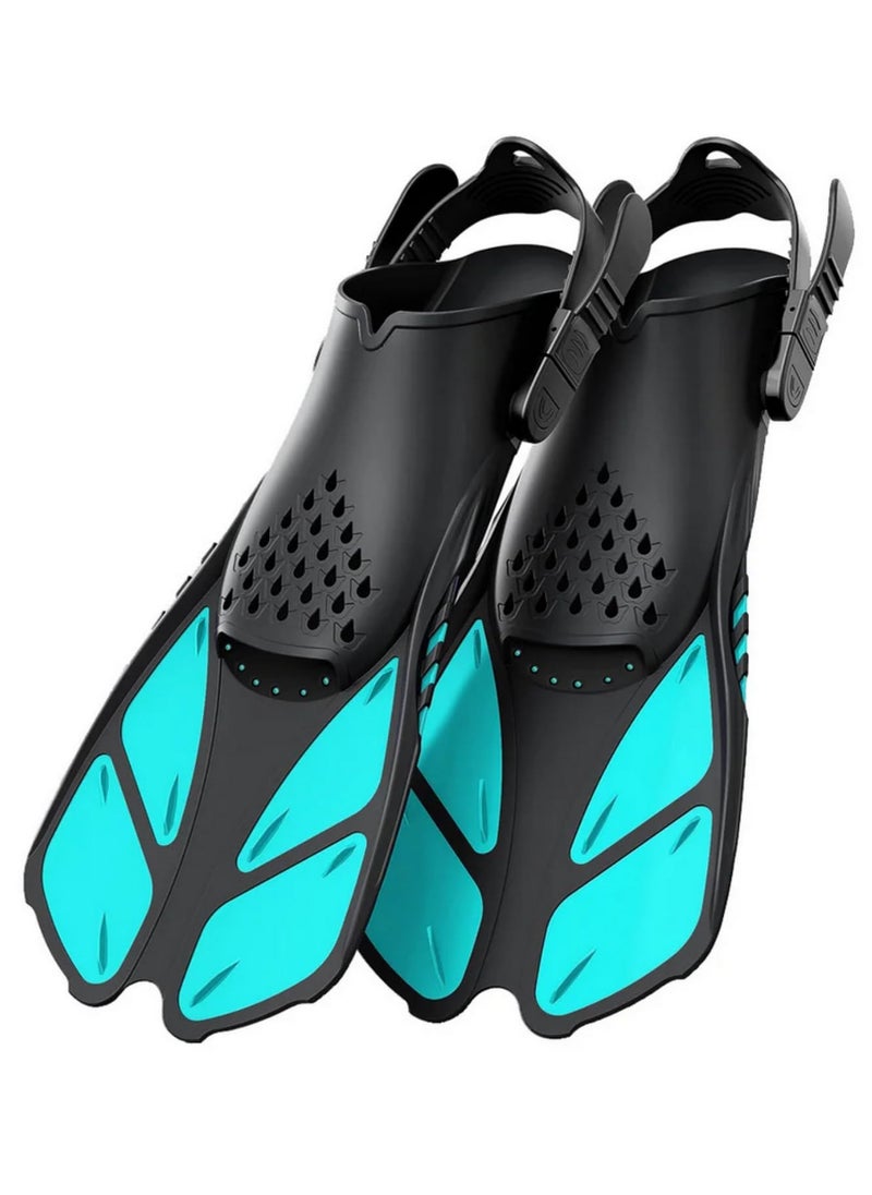 Generic Adjustable Snorkel Fins Short Silicone Scuba Diving Shoes Open Heel Travel Size Durable PP+PC+TPR Floating Swim Flippers for Pool Snorkeling Training Easy Adjust Buckles L/XL  - Image 1