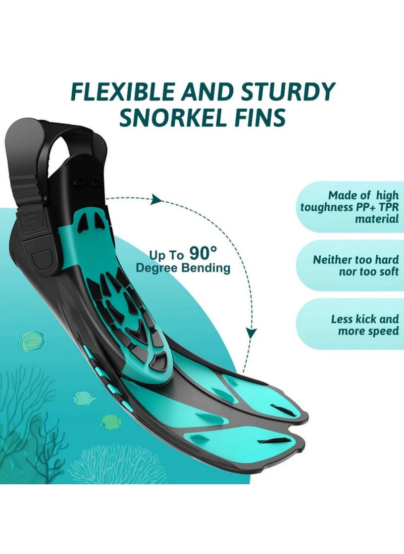 Generic Adjustable Snorkel Fins Short Silicone Scuba Diving Shoes Open Heel Travel Size Durable PP+PC+TPR Floating Swim Flippers for Pool Snorkeling Training Easy Adjust Buckles L/XL  - Image 2