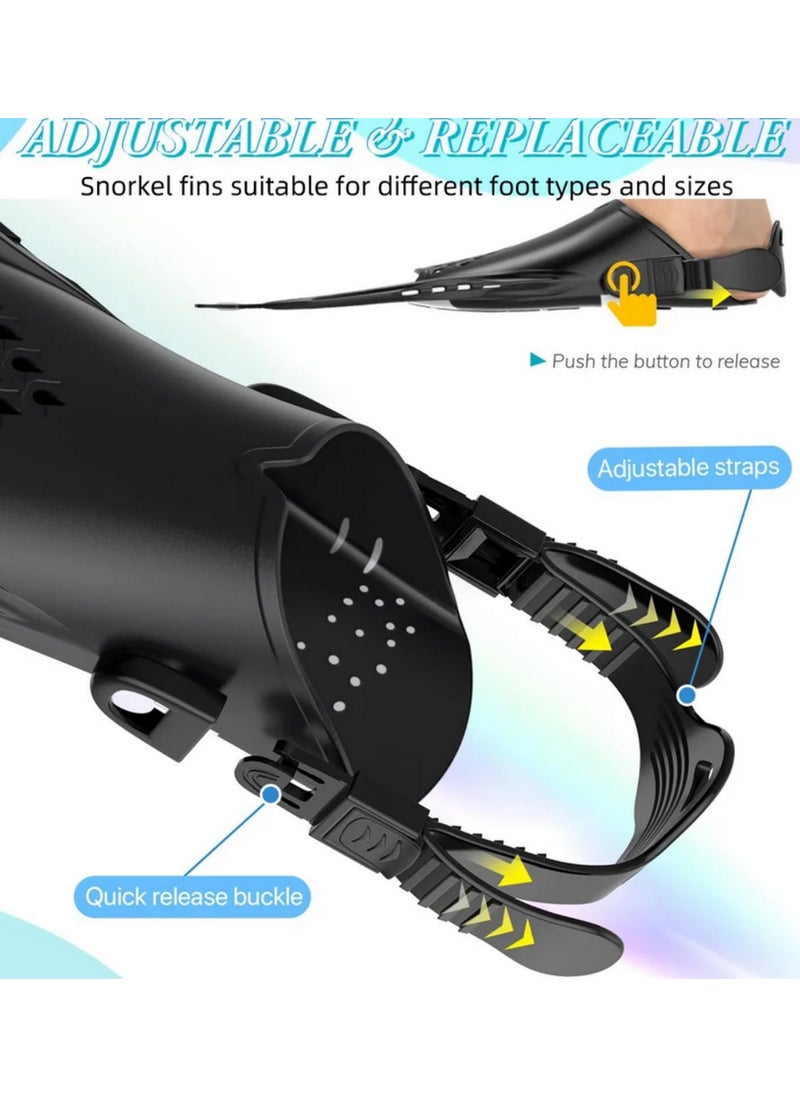 Generic Adjustable Snorkel Fins Short Silicone Scuba Diving Shoes Open Heel Travel Size Durable PP+PC+TPR Floating Swim Flippers for Pool Snorkeling Training Easy Adjust Buckles L/XL  - Image 3
