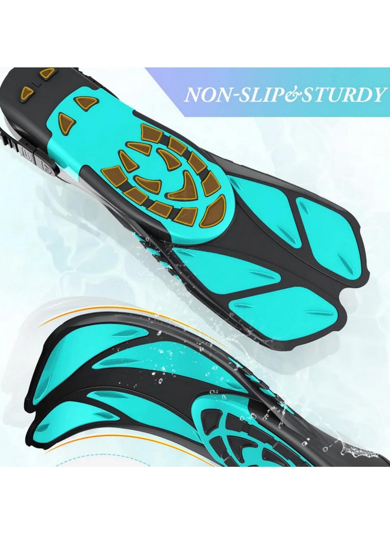 Generic Adjustable Snorkel Fins Short Silicone Scuba Diving Shoes Open Heel Travel Size Durable PP+PC+TPR Floating Swim Flippers for Pool Snorkeling Training Easy Adjust Buckles L/XL  - Image 5