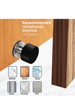 RATSAW 2 Pack Door Stops with Extra Stickers Self-Adhesive Door Stopper with Black Rubber and Stainless Steel Body Heavy Duty Sound Dampening Door Bumpers for Home Office Use  - Image 3