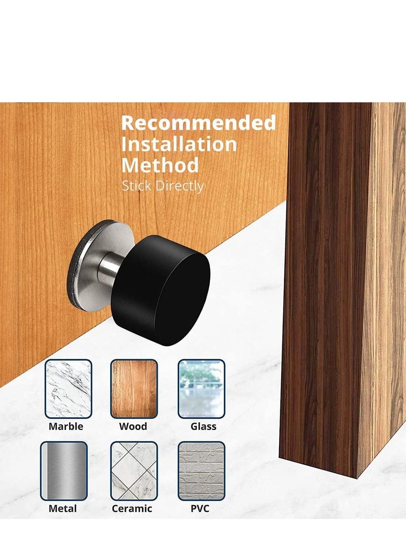 RATSAW 2 Pack Door Stops with Extra Stickers Self-Adhesive Door Stopper with Black Rubber and Stainless Steel Body Heavy Duty Sound Dampening Door Bumpers for Home Office Use  - Image 3