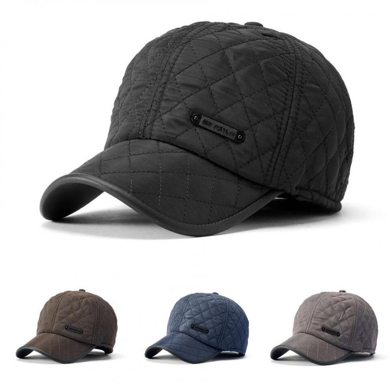 Baseball Cap Men Winter Ear Protection Warm Dad Hat - Image 2