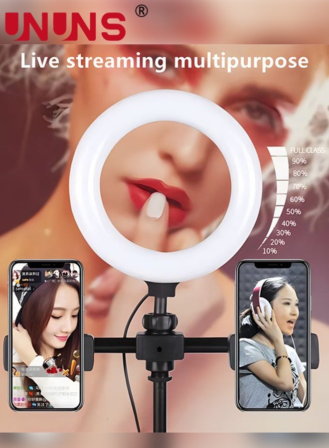 UNUNS LED Video Light,10CM LED Ring Light with 3 Adjustable Phone Holders,Fill Light Portable,Selfie Ring Light for Photography,Selfie,Vlogging,Makeup,Live Streaming - Image 3