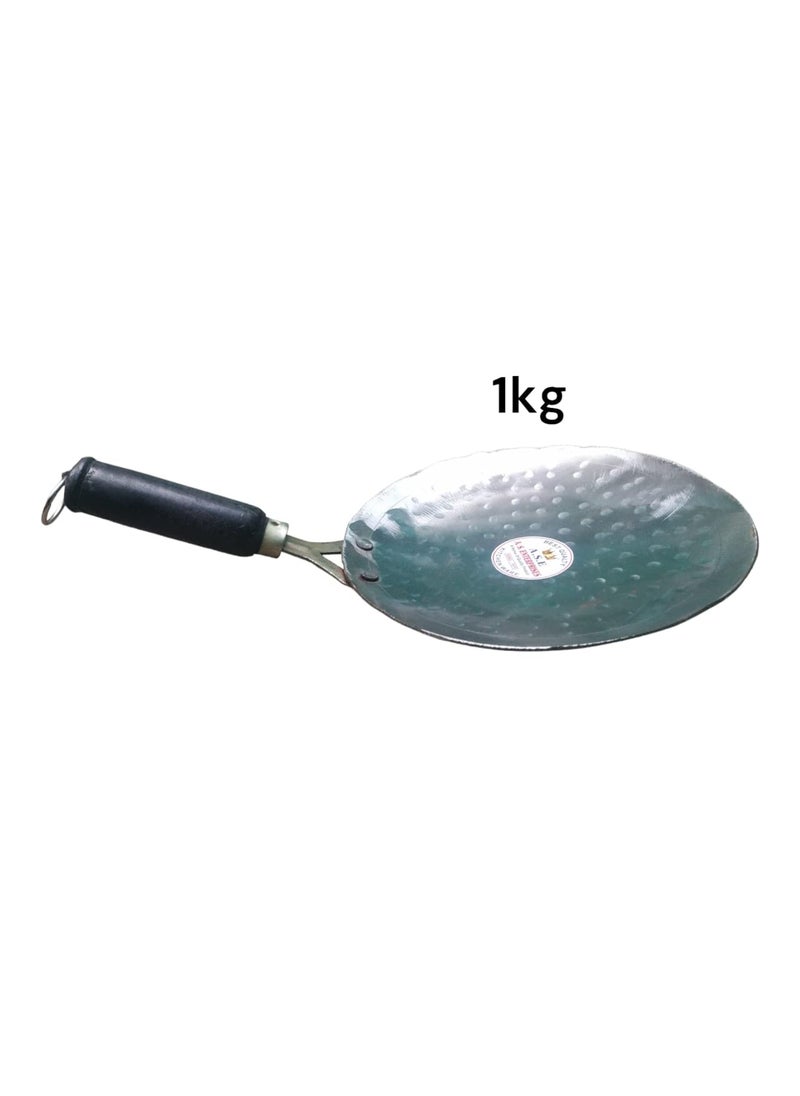 AS A S Original White Pure Iron Bindi tawa Stylish Wooden Handle with Ring Original Handmade loha Iron lokhand rotichapatiparata tawa Heavy Weight 1 kg  - Image 2
