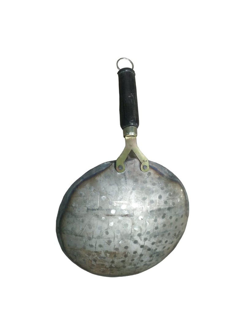 AS A S Original White Pure Iron Bindi tawa Stylish Wooden Handle with Ring Original Handmade loha Iron lokhand rotichapatiparata tawa Heavy Weight 1 kg  - Image 3
