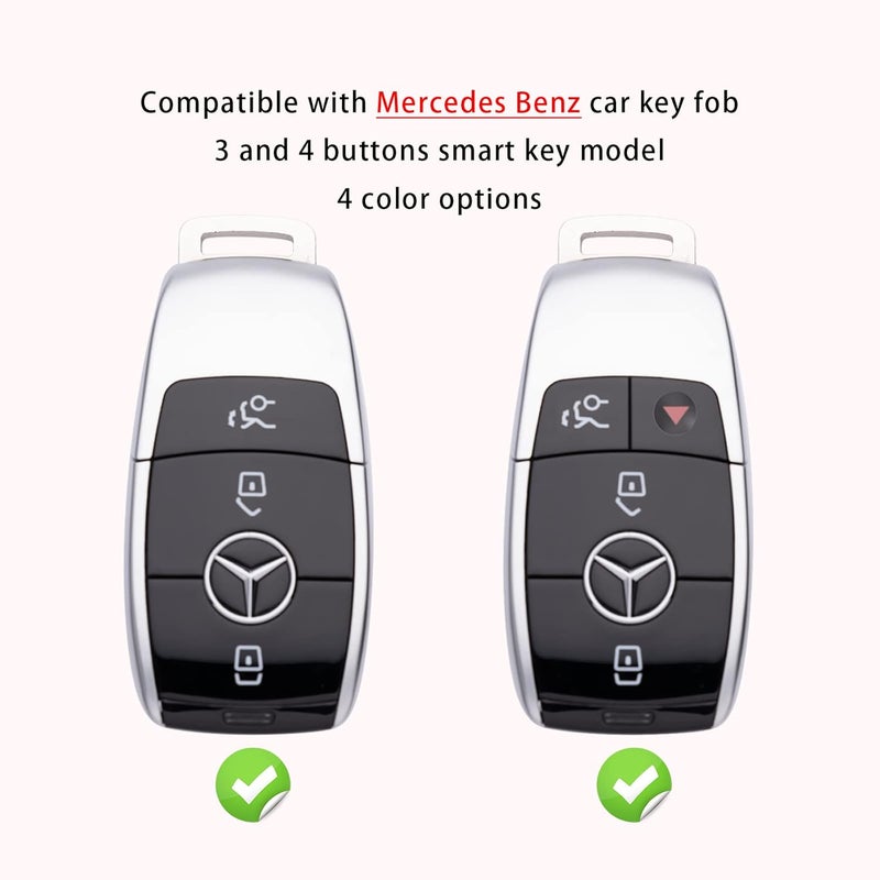 ZSPDACC Compatible Mercedes Benz Key Fob Cover Red Car Key Chain Case Protector Holder Accessories - Image 2