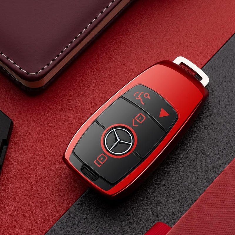 ZSPDACC Compatible Mercedes Benz Key Fob Cover Red Car Key Chain Case Protector Holder Accessories - Image 5