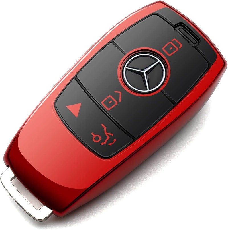 ZSPDACC Compatible Mercedes Benz Key Fob Cover Red Car Key Chain Case Protector Holder Accessories - Image 1