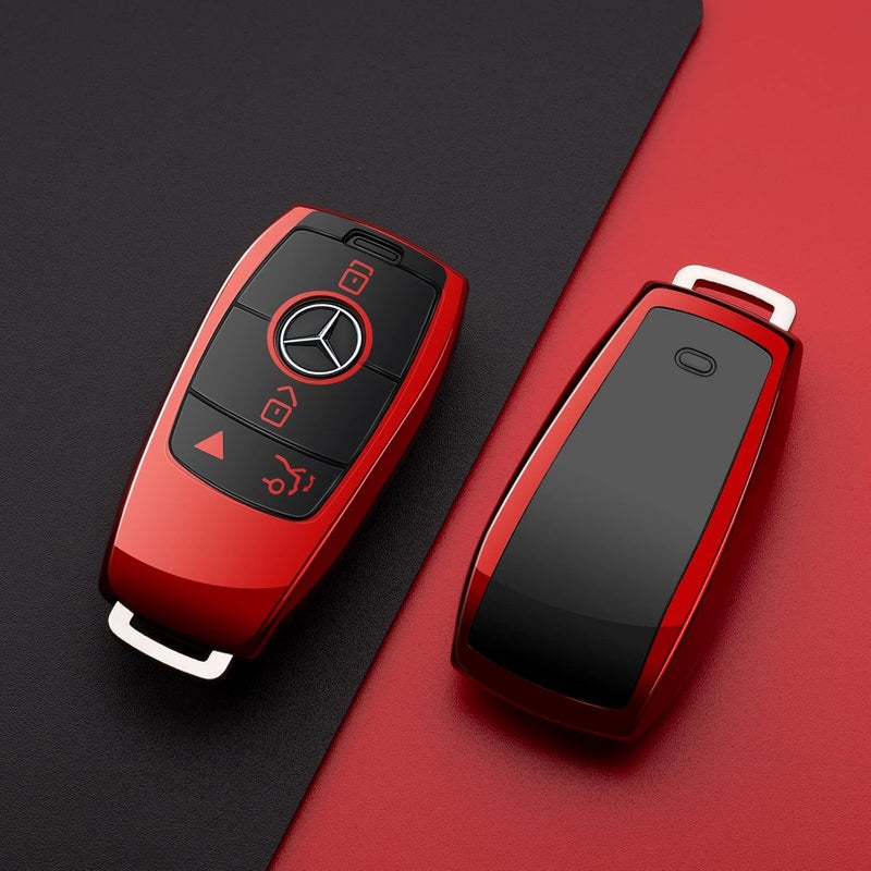 ZSPDACC Compatible Mercedes Benz Key Fob Cover Red Car Key Chain Case Protector Holder Accessories - Image 4