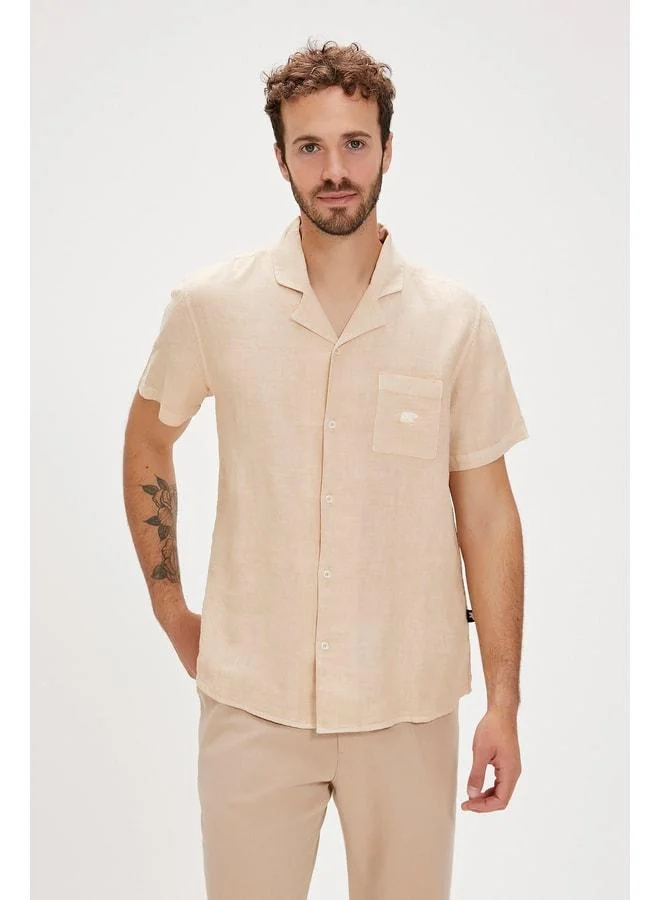 Lyne Beige Short Sleeve Men's Shirt.