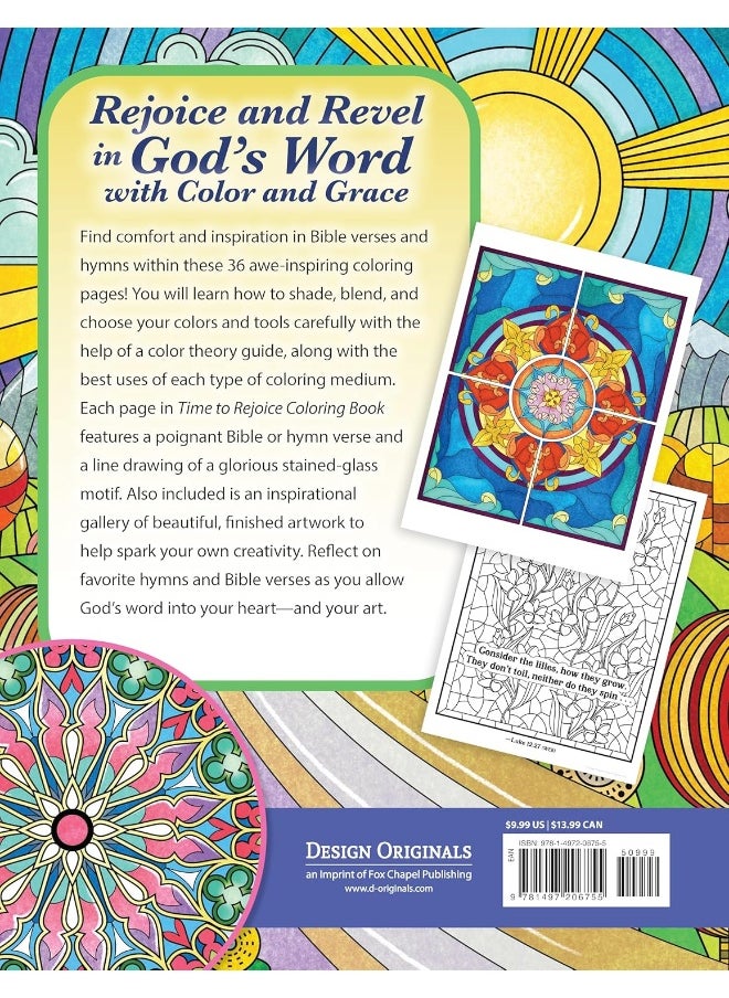 Time to Rejoice Coloring Book: Inspirational Hymns and Bible Verses  - Image 1