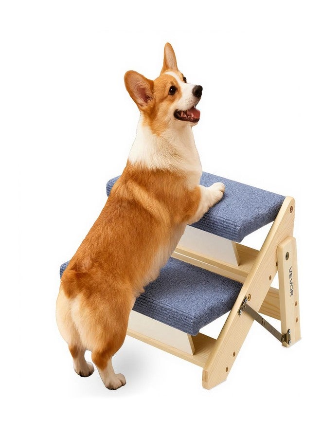 VEVOR Wood Pet Stairs, 2-Step Dog Stairs for Beds, Sofa & Cars, 110lbs Load Capacity, Floded Flat Design, Stable & Sturdy Cat & Dog Step Ladder for Small Medium Large Older Pet Puppy Essentials - Image 1
