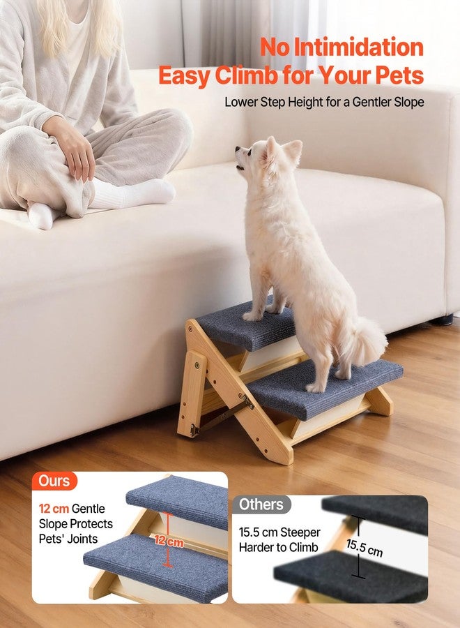 VEVOR Wood Pet Stairs, 2-Step Dog Stairs for Beds, Sofa & Cars, 110lbs Load Capacity, Floded Flat Design, Stable & Sturdy Cat & Dog Step Ladder for Small Medium Large Older Pet Puppy Essentials - Image 2