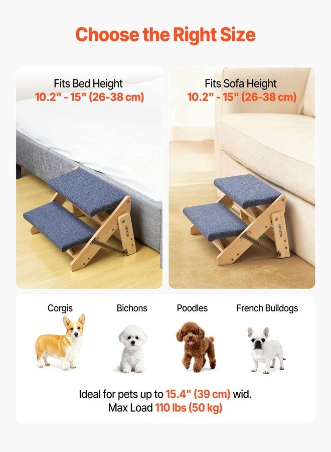 VEVOR Wood Pet Stairs, 2-Step Dog Stairs for Beds, Sofa & Cars, 110lbs Load Capacity, Floded Flat Design, Stable & Sturdy Cat & Dog Step Ladder for Small Medium Large Older Pet Puppy Essentials - Image 5