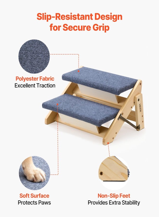 VEVOR Wood Pet Stairs, 2-Step Dog Stairs for Beds, Sofa & Cars, 110lbs Load Capacity, Floded Flat Design, Stable & Sturdy Cat & Dog Step Ladder for Small Medium Large Older Pet Puppy Essentials - Image 4