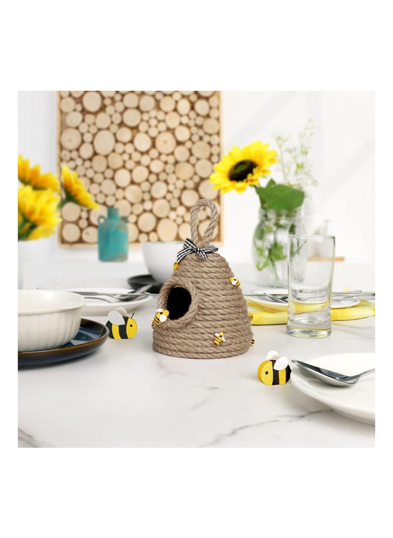 SYOSI - Bee Hive Decor Honey Bee Tiered Tray Decor Spring Summer Shelf Sitter Bee Kitchen Decor Bee Themed Wood Book Stack Mini Beehive Farmhouse for Table Shelf Sitter Home Coffee Bar Themed Party - Image 1