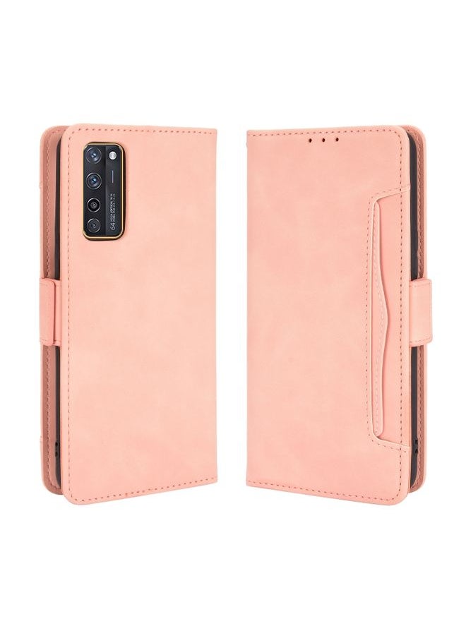 HuHa Case Cover For ZTE Axon 20 5G / Axon 20 4G Wallet Style Skin Feel Calf Pattern Leather Case with Separate Card Slots(Pink) 