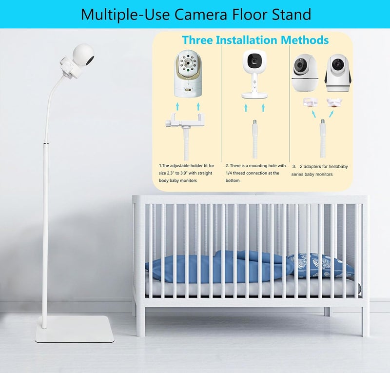 GUCHO Baby Monitor Mount Floor Stand Holder Compatible with Hello BabyInfant Optics DXR8 ProNanit ProUKSUPVtechOKAIDI Baby Monitor Adjustable Universal Baby Monitor Mount - Image 3
