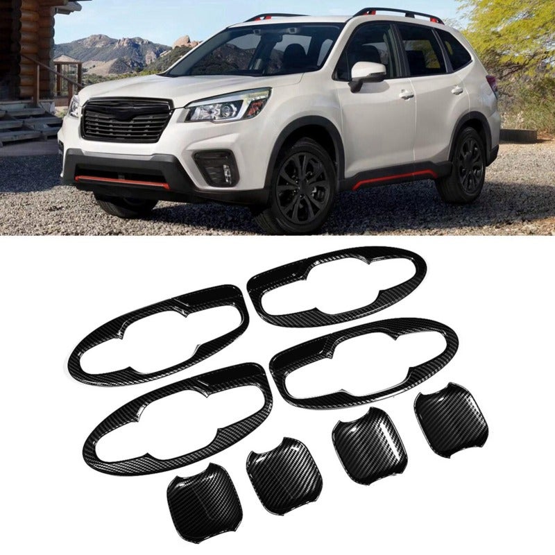 Car Door Handle Trim 4-Piece Carbon Fiber: Lightweight Durable Scratch Protection Insert - Dust Proof Easy Install Trim for Subaru Forester SK 2019 Interior Protection - Image 4