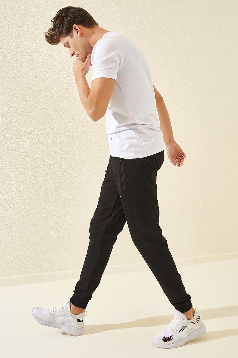 Tommy Life Black-Black Men's Air Printed Zipper Pocket Standard Fit Jogger Tracksuit Bottom-84587  - Image 4