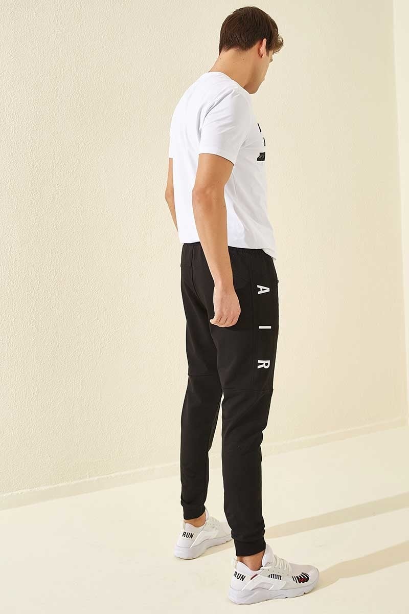 Tommy Life Black-Black Men's Air Printed Zipper Pocket Standard Fit Jogger Tracksuit Bottom-84587  - Image 3