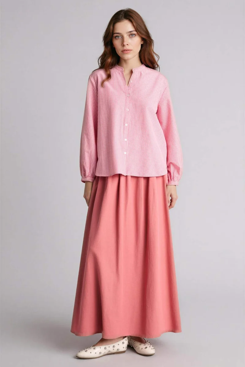DeFacto A Cut Linen Blended Maxi Skirt
