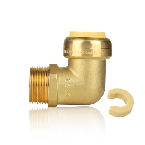 EFIELD Pack of 1 EFIELD Push fit fittings 1 Inch x 1 Inch Male NPT Threaded Elbow Push to Connect Pex Copper CPVC with a Disconnect Clip ToolPF2241PCS - Image 1