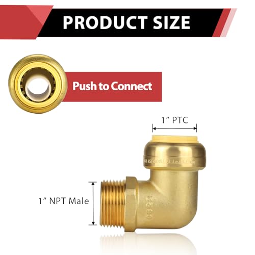 EFIELD Pack of 1 EFIELD Push fit fittings 1 Inch x 1 Inch Male NPT Threaded Elbow Push to Connect Pex Copper CPVC with a Disconnect Clip ToolPF2241PCS - Image 3