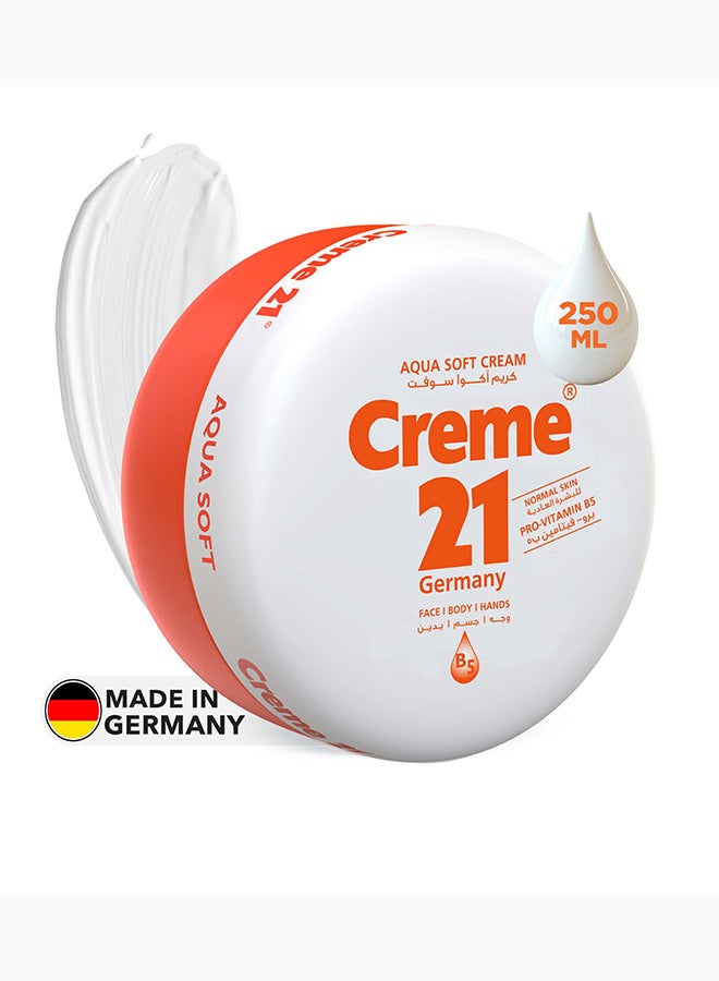 Creme 21 Aqua Soft Cream | Face, Body & Hand Moisturizer with Pro Vitamin B5 | Lightweight, Fast Absorbing Formula with “Just Showered” Freshness | Suitable for Normal Skin | Made in Germany - Image 1