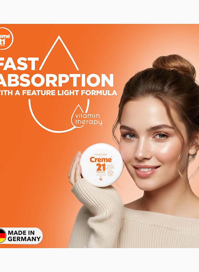 Creme 21 Aqua Soft Cream | Face, Body & Hand Moisturizer with Pro Vitamin B5 | Lightweight, Fast Absorbing Formula with “Just Showered” Freshness | Suitable for Normal Skin | Made in Germany - Image 4