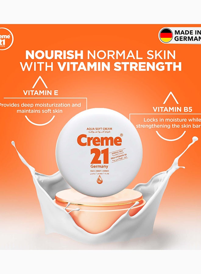 Creme 21 Aqua Soft Cream | Face, Body & Hand Moisturizer with Pro Vitamin B5 | Lightweight, Fast Absorbing Formula with “Just Showered” Freshness | Suitable for Normal Skin | Made in Germany - Image 2