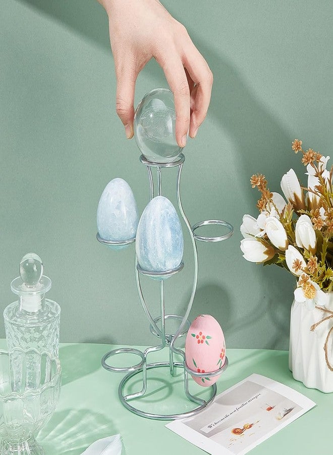 NBEADS Crystal Sphere Holder 8" Tall, 7 Eggs Display Stand 1.61" Diameter Platinum Metal Multi-Sphere Display Holder for Crystal Sphere Globe Home Office Decor Ornament - Image 3