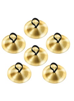 Generic 6 Pieces Finger Cymbals Belly Dancing Accessories Finger Dance Finger Zills Dance Finger Musical Instrument Sturdy Brass Finger Cymbals for Adults Kids for Dancer Party Brass Gold  - Image 1