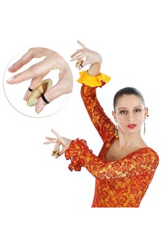 Generic 6 Pieces Finger Cymbals Belly Dancing Accessories Finger Dance Finger Zills Dance Finger Musical Instrument Sturdy Brass Finger Cymbals for Adults Kids for Dancer Party Brass Gold  - Image 5