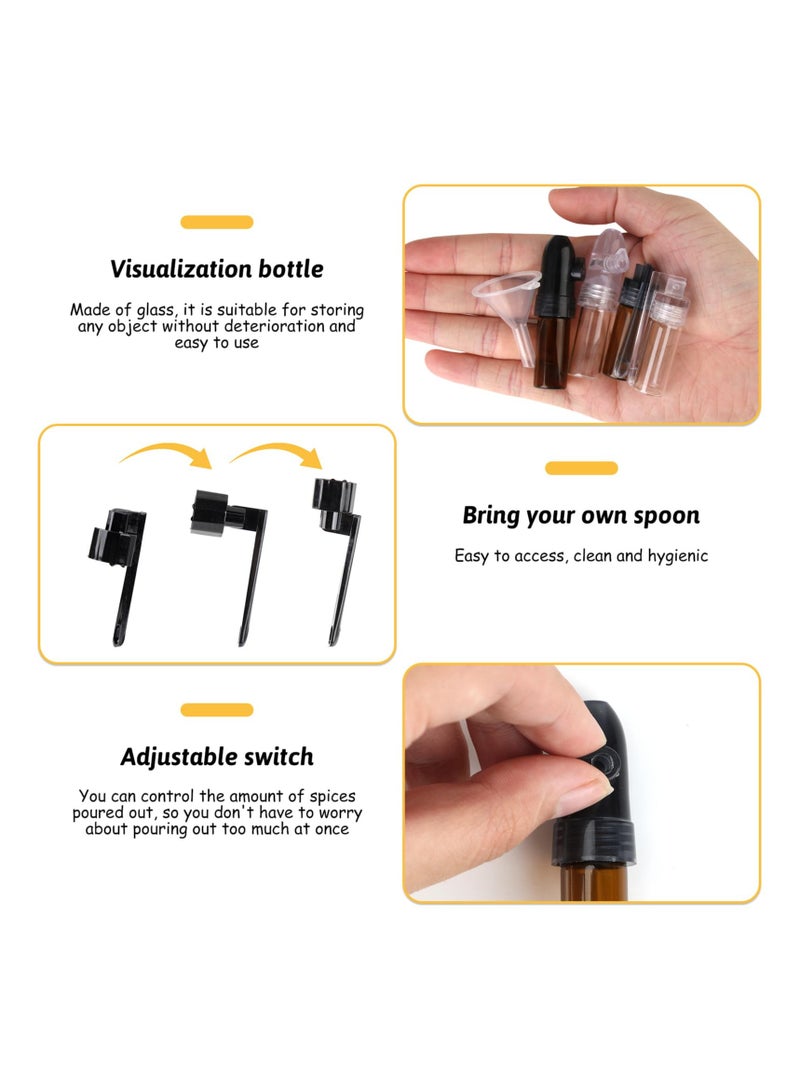 SOLARAE Portable Pepper Shakers, 10 Pcs Waterproof Camping Spice Containers with Knob Switch, Portable Dispenser, Mini Salt Shakers for Outdoor Activities Traveling Cooking (Brown & Clear) - Image 3