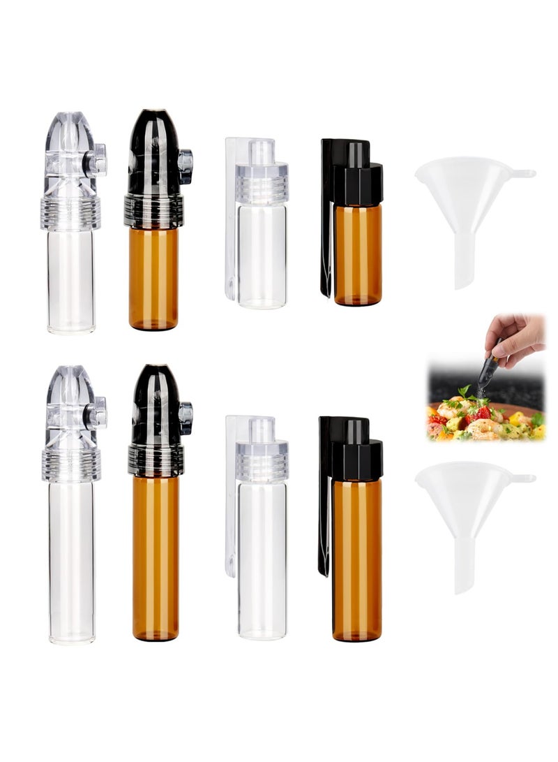 SOLARAE Portable Pepper Shakers, 10 Pcs Waterproof Camping Spice Containers with Knob Switch, Portable Dispenser, Mini Salt Shakers for Outdoor Activities Traveling Cooking (Brown & Clear) - Image 1