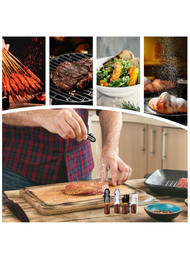 SOLARAE Portable Pepper Shakers, 10 Pcs Waterproof Camping Spice Containers with Knob Switch, Portable Dispenser, Mini Salt Shakers for Outdoor Activities Traveling Cooking (Brown & Clear) - Image 5