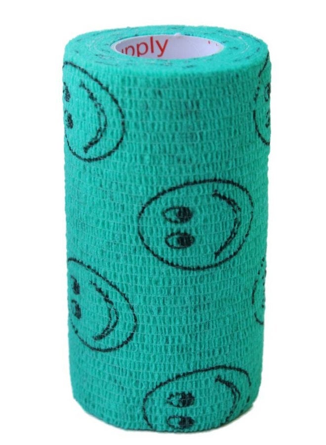 براري هورس سبلاي ضمادة طبية لاصقة ذاتية اللصق مقاس 4 بوصات رياضية (أرجواني، أصفر، أسود وابتسامات على الأصفر، وردي، أخضر) (عبوة من 6 قطع) لفافات مرنة قوية ذاتية اللصق لمعصم الكاحل والركبة والالتواءات والتورم - Image 4