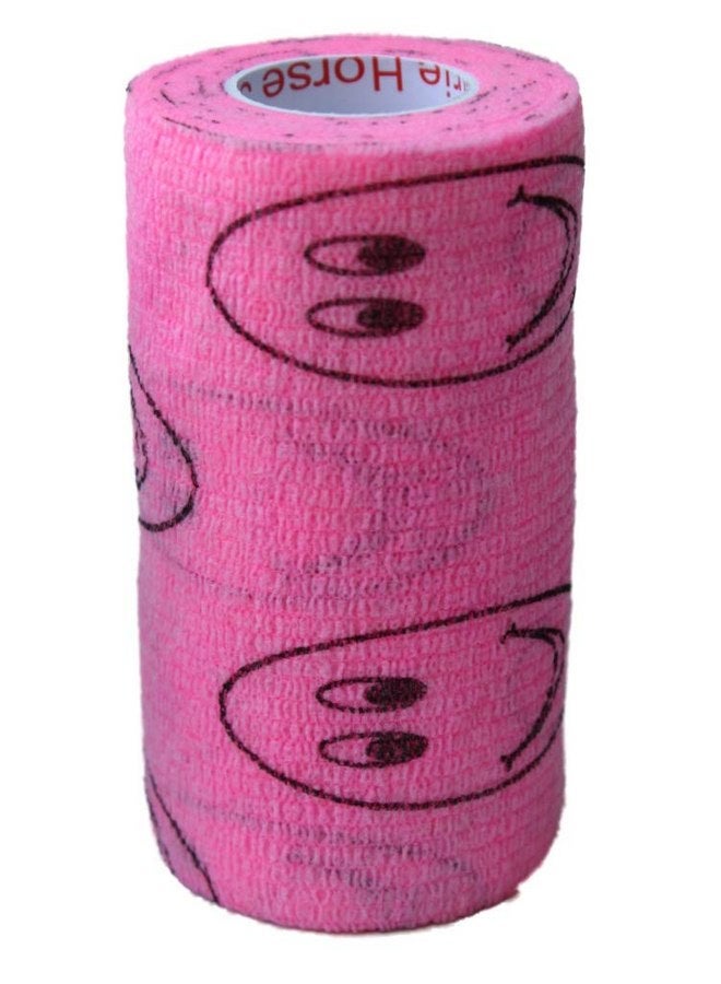 براري هورس سبلاي ضمادة طبية لاصقة ذاتية اللصق مقاس 4 بوصات رياضية (أرجواني، أصفر، أسود وابتسامات على الأصفر، وردي، أخضر) (عبوة من 6 قطع) لفافات مرنة قوية ذاتية اللصق لمعصم الكاحل والركبة والالتواءات والتورم - Image 5