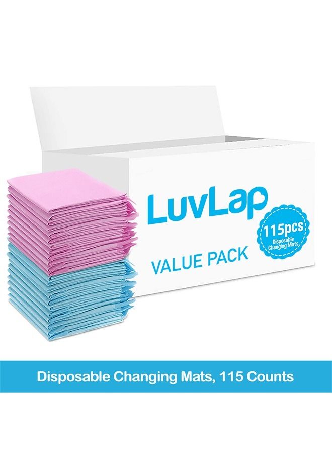 Luvlap Disposable Changing Mats, 115 Counts, Soft Waterproof Mat, Portable Leak Proof Changing Mat, New Mom Leak-Proof Under pad, Mattress Table Protector Pad - Image 2