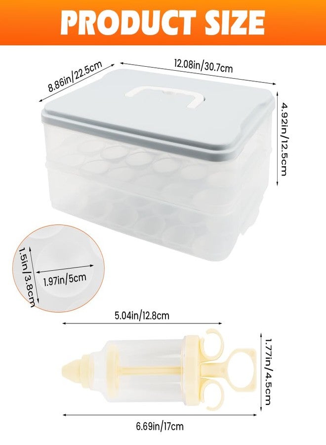 YOSINXU 2-Layer Easter Deviled Egg Containers With Lid,48PCS Deviled Eggs Tray Carrier with Hand Injector Piping Tool, Platter Holder Organizer for Refrigerator Party Picnic Travel - Image 2