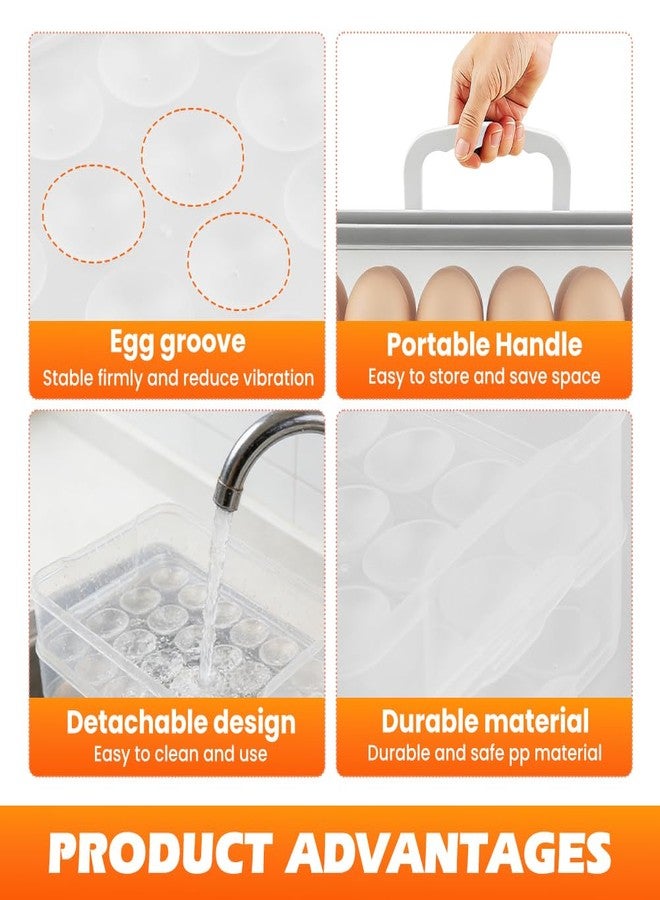 YOSINXU 2-Layer Easter Deviled Egg Containers With Lid,48PCS Deviled Eggs Tray Carrier with Hand Injector Piping Tool, Platter Holder Organizer for Refrigerator Party Picnic Travel - Image 3
