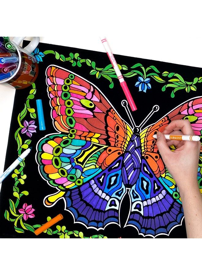 Stuff2Color Geo Butterfly Fuzzy Coloring Poster Includes 3 Designs To Color (1 Large 2 Small) For Kids Toddlers Teens And Adults [Beautiful Arts And Crafts Project For Everyone] Best Quiet Time Activity For Kids - Image 3