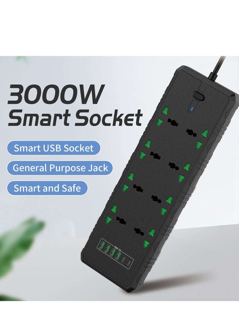 GULFLINK Power Extension Cord 2 Meter Cable With 8 Power Socket 4 USB 2 PD Power Strip White - Image 3