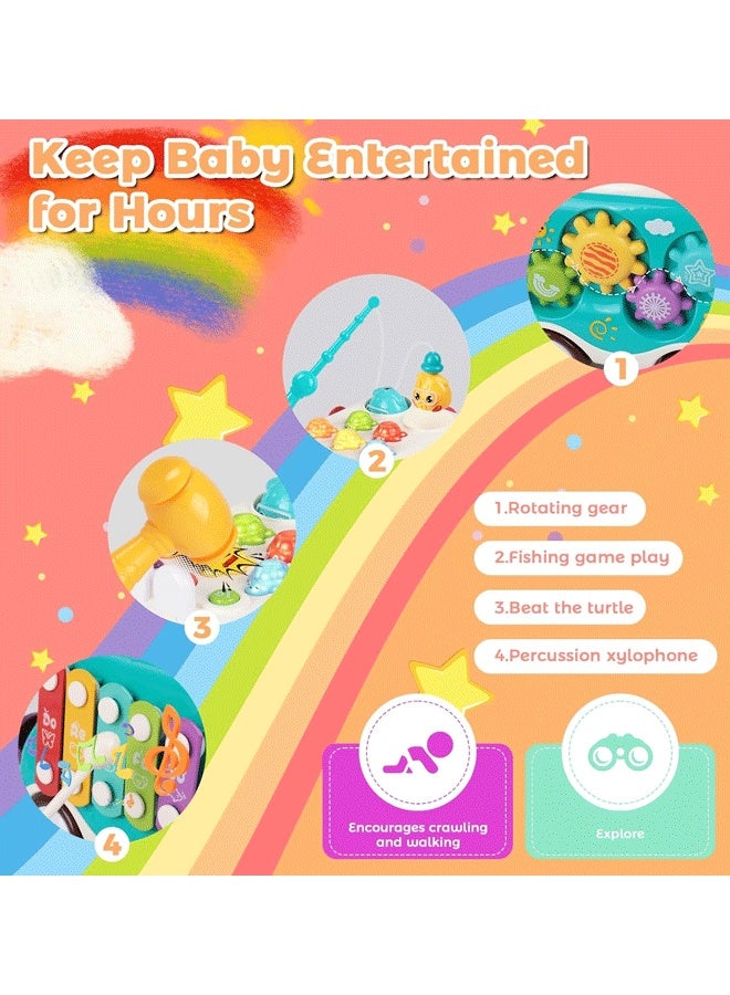 إيزي سو لعبة بيبي باص الموسيقية مونتيسوري للأطفال بعمر 18 شهرًا مع صوت وضوء، مع إكسيليفون/مطرقة/لعبة صيد/طاحونة هوائية وتدوير التروس وما إلى ذلك، تعلم حسي، هدية للأولاد والبنات (أزرق) - Image 4