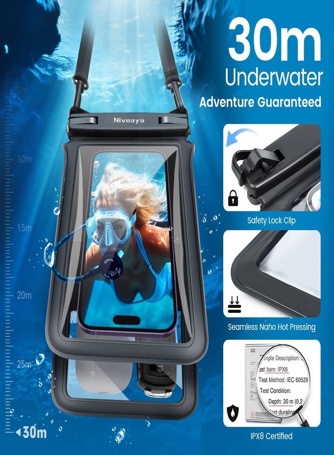 Niveaya Double Space Waterproof Phone Pouch - 2 Pack, Waterproof Phone Lanyard Case with iPhone 16/15/14/13/12 Pro Max up to 8.3", Phone Dry Bags for Vacation Beach Pool Kayak Cruise Travel Essentials - Image 2
